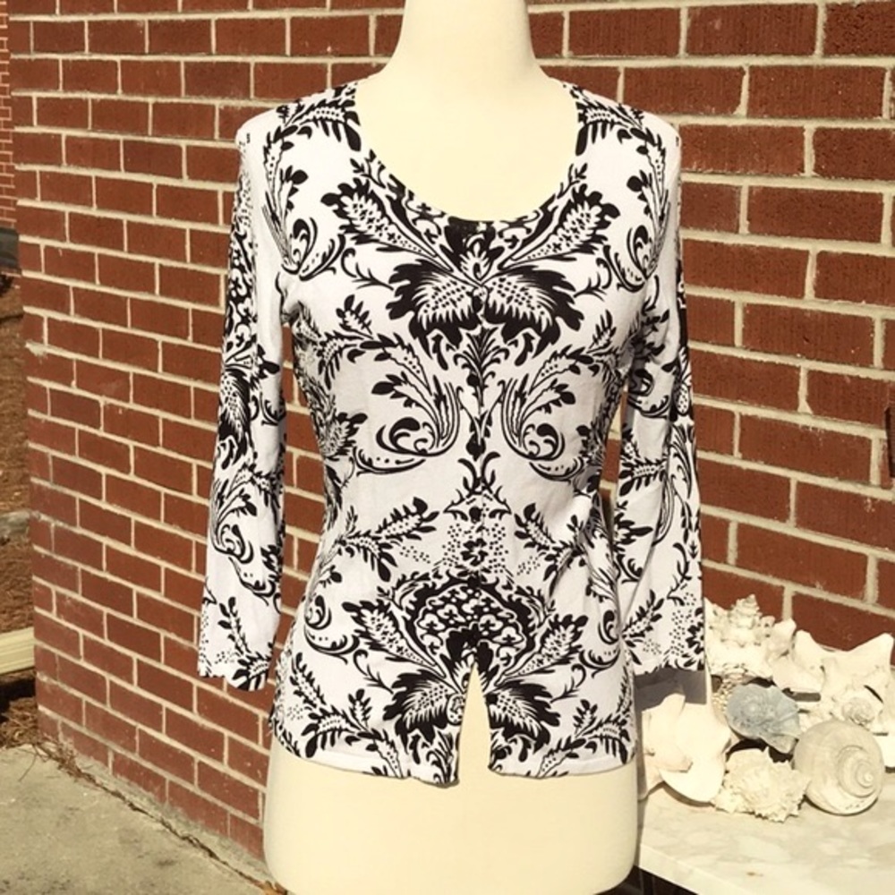 Astrid Black and White Lightweight Cardigan Sweater